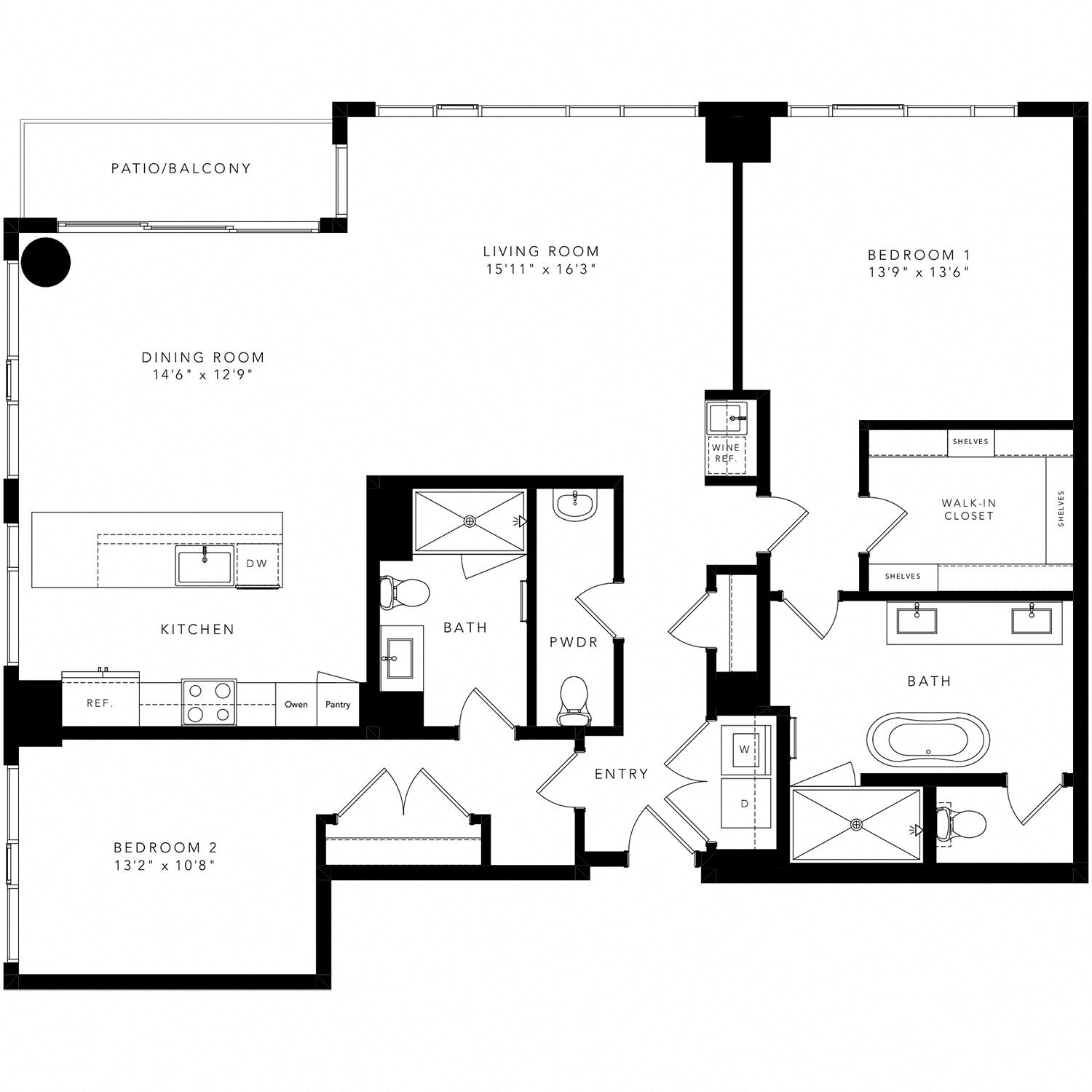 Floor plan layout diagram for PH - 1